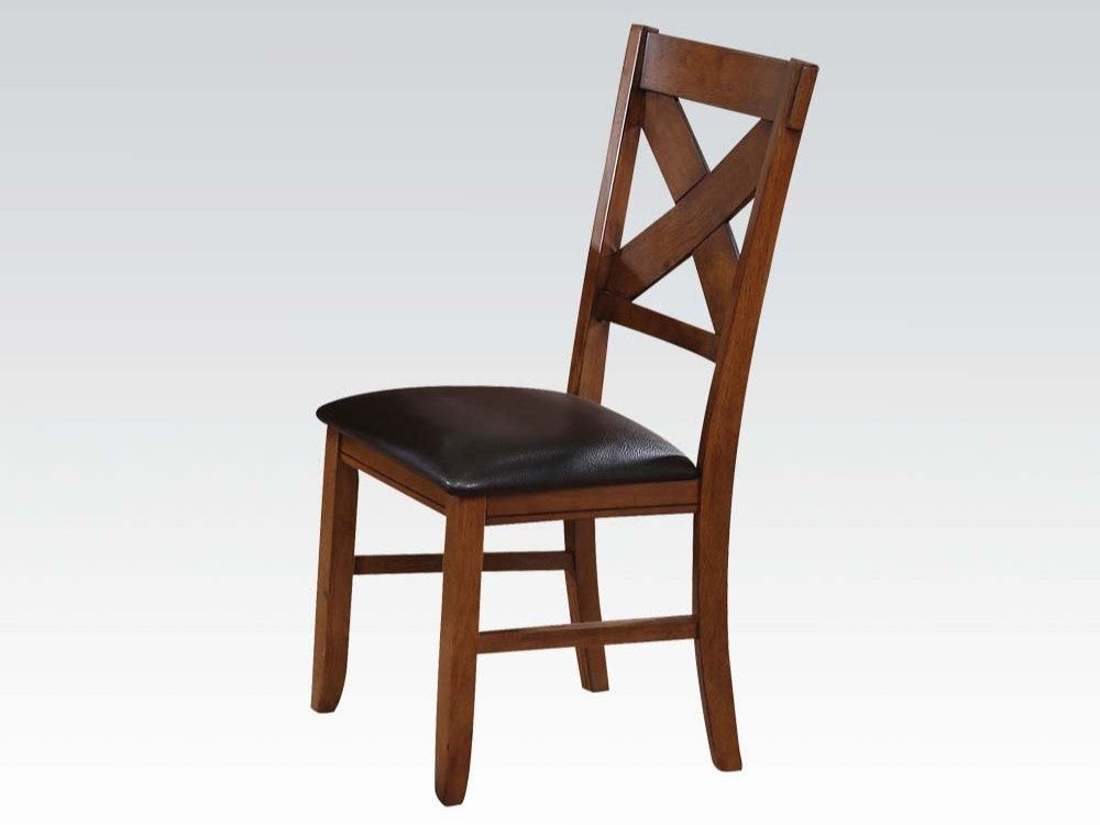 Apollo Espresso PU & Walnut Side Chair (Set of 2) - Ornate Home