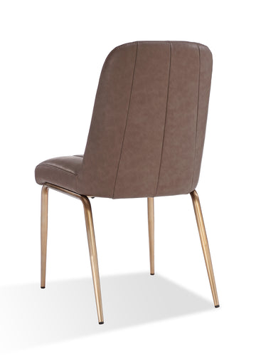 Apollo Upholstered Dining Chair in Cinnamon Synthetic Leather and Brushed Bronze Metal (Set of 2) - Ornate Home
