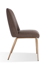 Apollo Upholstered Dining Chair in Cinnamon Synthetic Leather and Brushed Bronze Metal (Set of 2) - Ornate Home