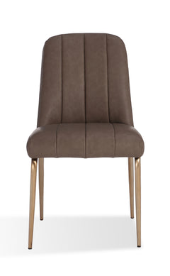 Apollo Upholstered Dining Chair in Cinnamon Synthetic Leather and Brushed Bronze Metal (Set of 2) - Ornate Home