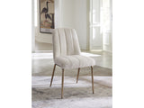 Apollo Upholstered Dining Chair in Ricotta Boucle and Brushed Bronze Metal (Set of 2) - Ornate Home