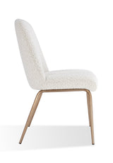 Apollo Upholstered Dining Chair in Ricotta Boucle and Brushed Bronze Metal (Set of 2) - Ornate Home