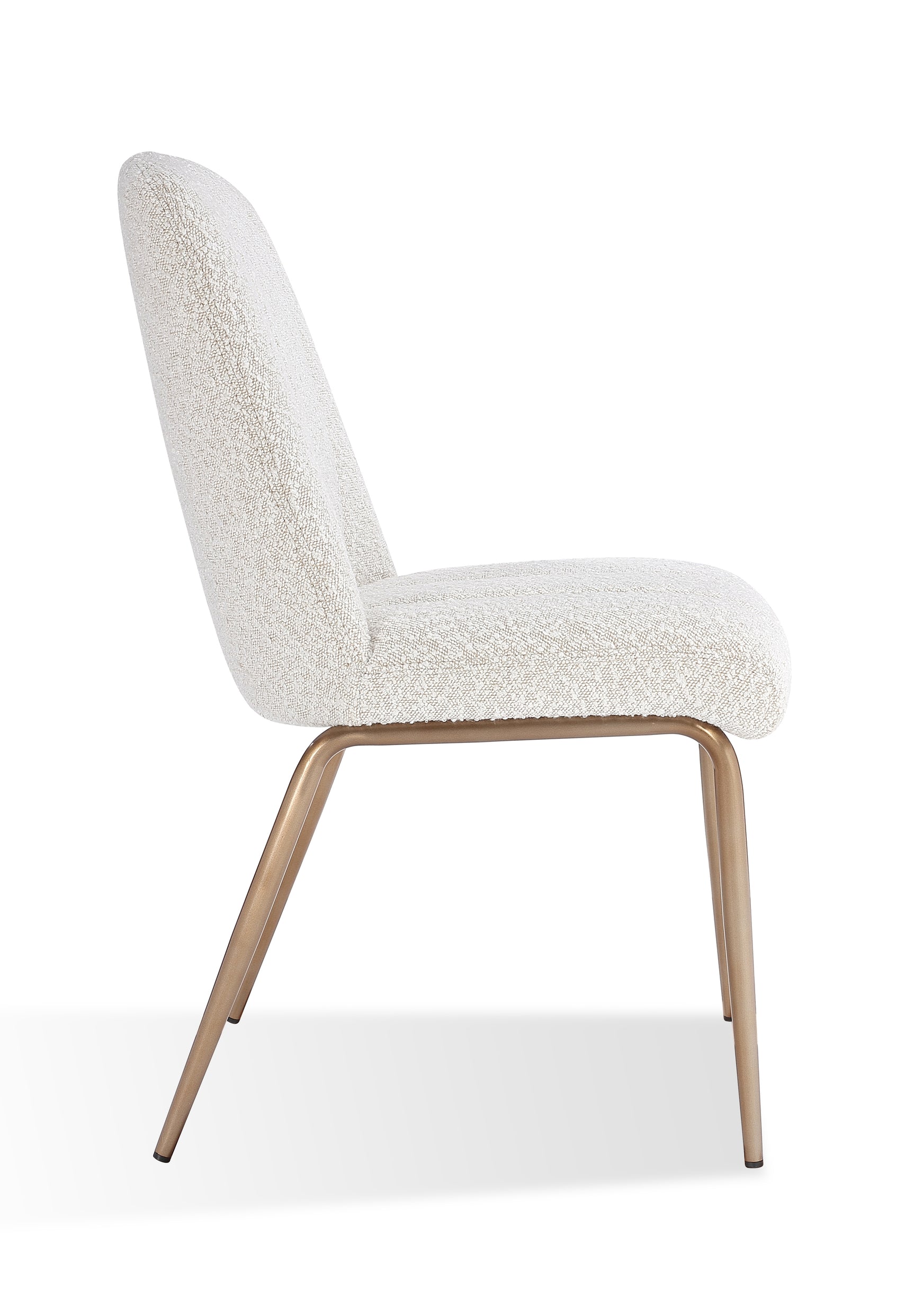 Apollo Upholstered Dining Chair in Ricotta Boucle and Brushed Bronze Metal (Set of 2) - Ornate Home