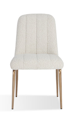 Apollo Upholstered Dining Chair in Ricotta Boucle and Brushed Bronze Metal (Set of 2) - Ornate Home