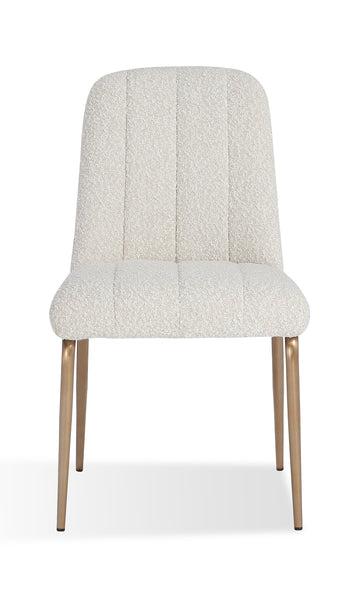 Apollo Upholstered Dining Chair in Ricotta Boucle and Brushed Bronze Metal (Set of 2) - Ornate Home