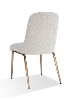 Apollo Upholstered Dining Chair in Ricotta Boucle and Brushed Bronze Metal (Set of 2) - Ornate Home