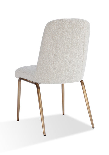 Apollo Upholstered Dining Chair in Ricotta Boucle and Brushed Bronze Metal (Set of 2) - Ornate Home
