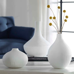 Apothecary Satin White Vases (Set of 3) - Ornate Home