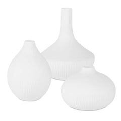 Apothecary Satin White Vases (Set of 3) - Ornate Home