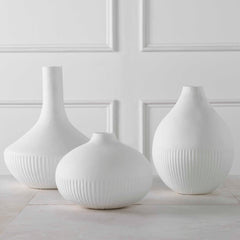 Apothecary Satin White Vases (Set of 3) - Ornate Home