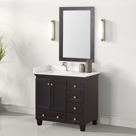 Aprea White/Espresso Vanity Set w/ Mirror - Ornate Home
