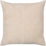 Aqil Beige Corduroy Patchwork Accent Pillow - Ornate Home