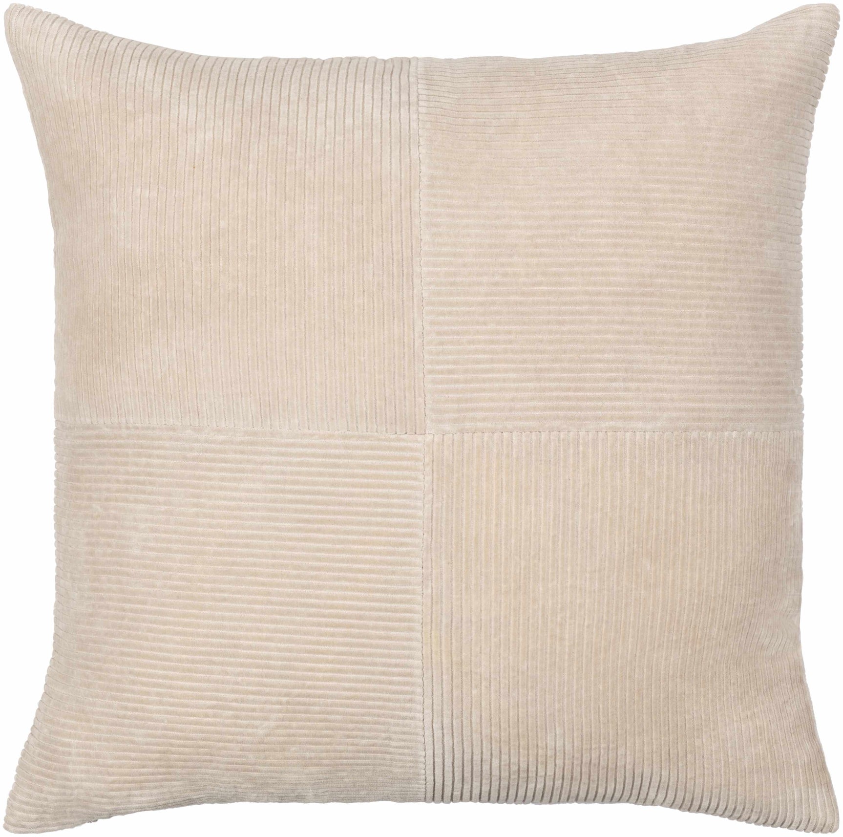 Aqil Beige Corduroy Patchwork Accent Pillow - Ornate Home