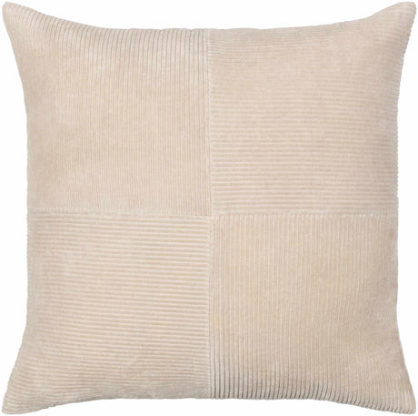Aqil Beige Corduroy Patchwork Accent Pillow - Ornate Home