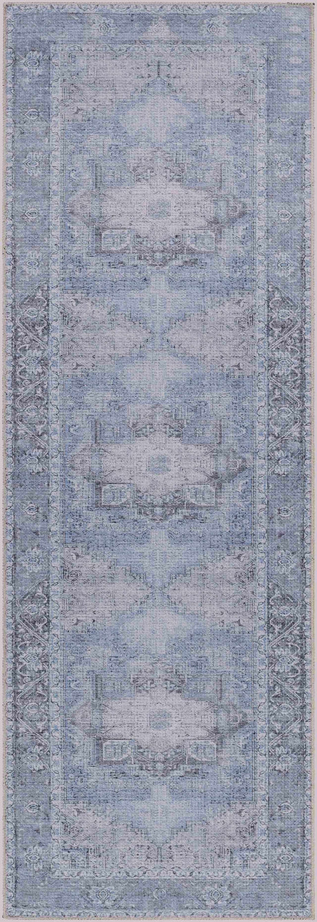 Aqua Rosman Washable Area Rug - Clearance - Ornate Home