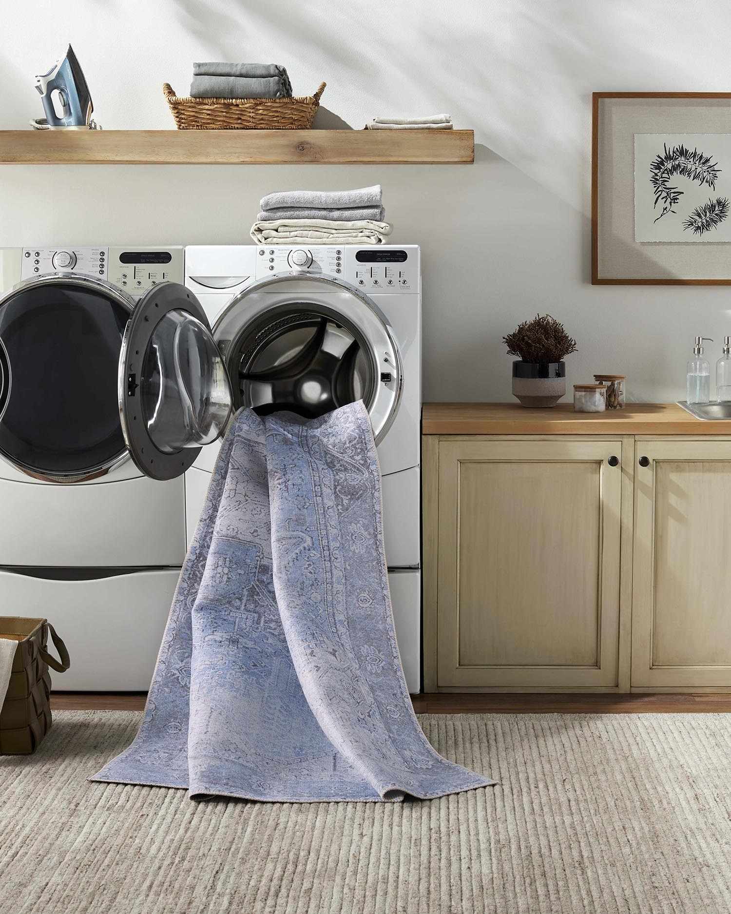 Aqua Rosman Washable Area Rug - Clearance - Ornate Home