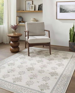 Aquene Ivory Washable Area Rug - Ornate Home