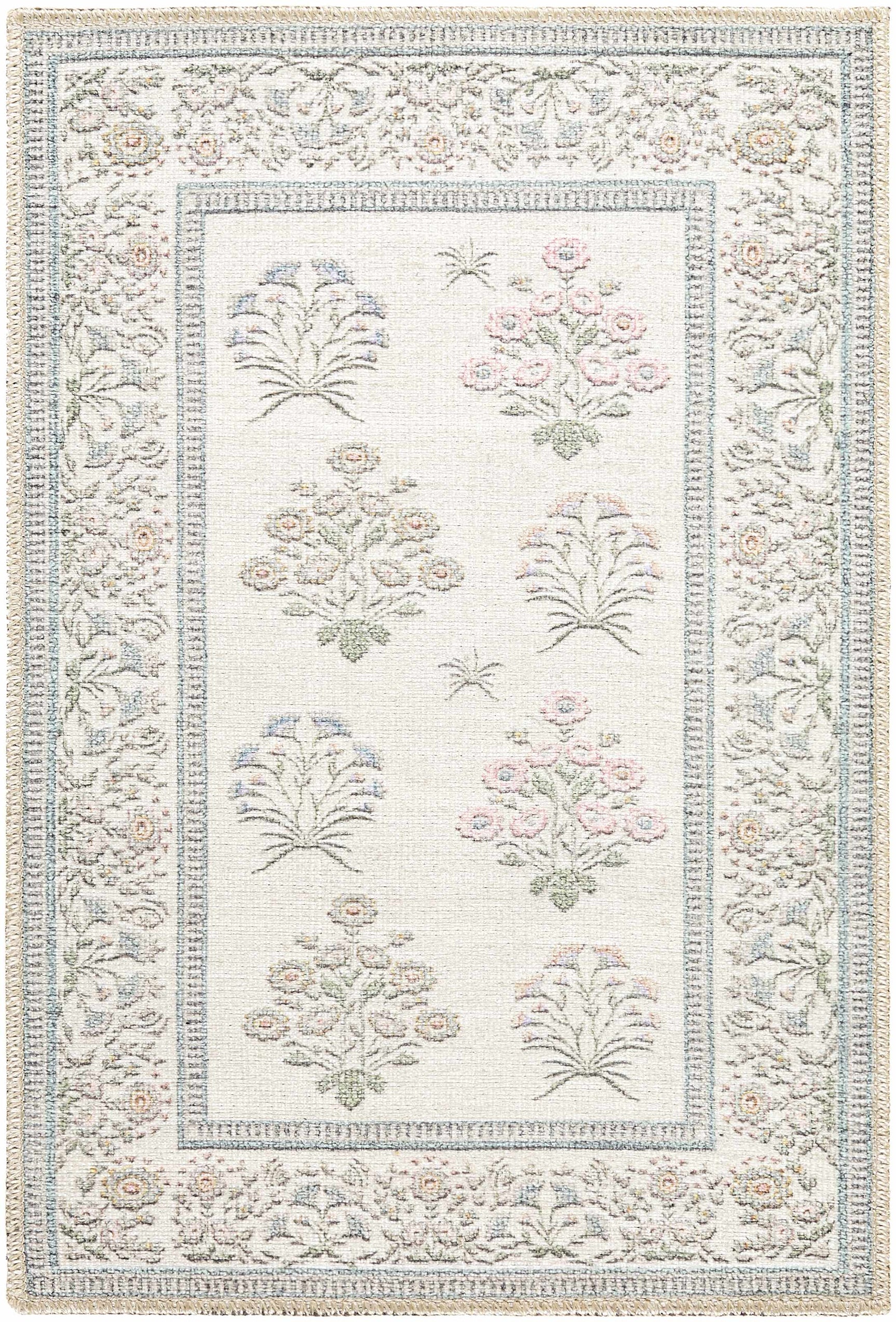 Aquene Ivory Washable Area Rug - Ornate Home