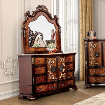 Aquilina Cherry/Oak 5 Pc. Queen Bedroom Set w/ 2NS - Ornate Home