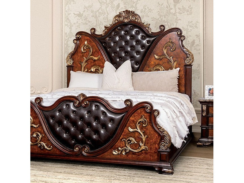 Aquilina Cherry/Oak E.King Bed - Ornate Home