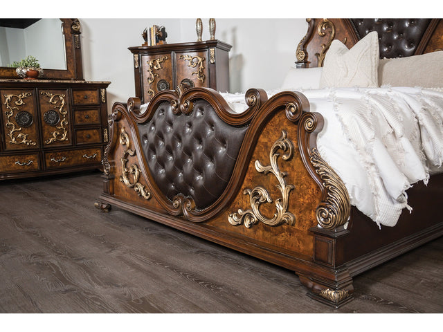 Aquilina Cherry/Oak E.King Bed - Ornate Home