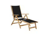 Aquitania Teak Black Outdoor Folding Lounge Deck Chair - Ornate Home