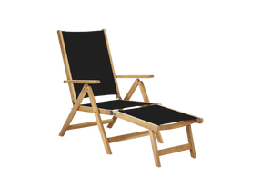 Aquitania Teak Black Outdoor Folding Lounge Deck Chair - Ornate Home