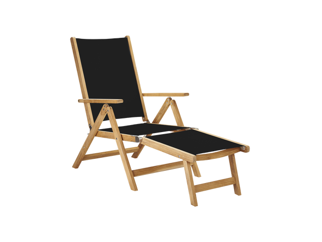 Aquitania Teak Black Outdoor Folding Lounge Deck Chair - Ornate Home