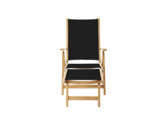 Aquitania Teak Black Outdoor Folding Lounge Deck Chair - Ornate Home