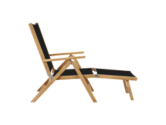 Aquitania Teak Black Outdoor Folding Lounge Deck Chair - Ornate Home