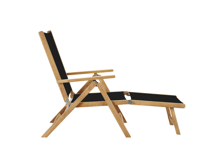 Aquitania Teak Black Outdoor Folding Lounge Deck Chair - Ornate Home