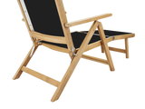 Aquitania Teak Black Outdoor Folding Lounge Deck Chair - Ornate Home
