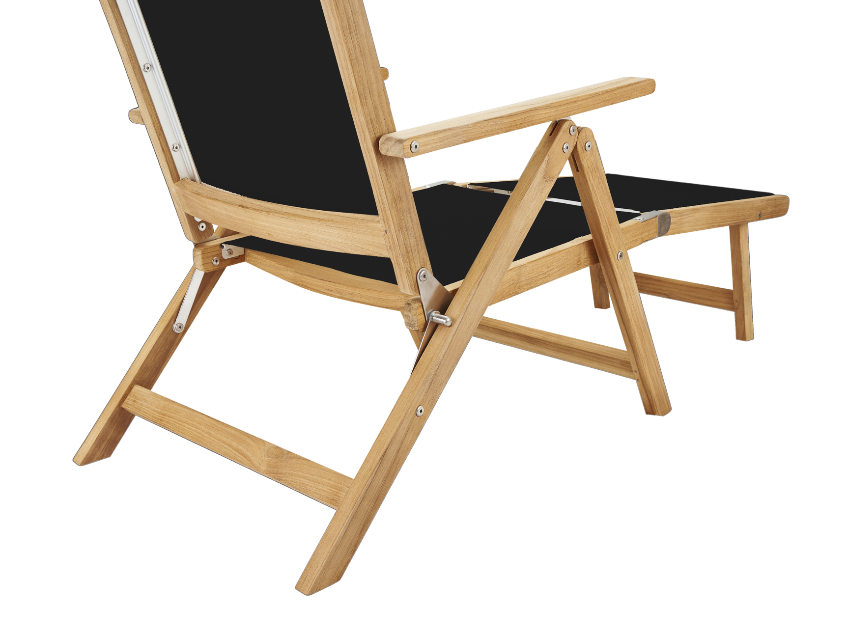 Aquitania Teak Black Outdoor Folding Lounge Deck Chair - Ornate Home