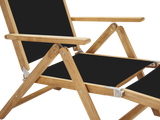 Aquitania Teak Black Outdoor Folding Lounge Deck Chair - Ornate Home