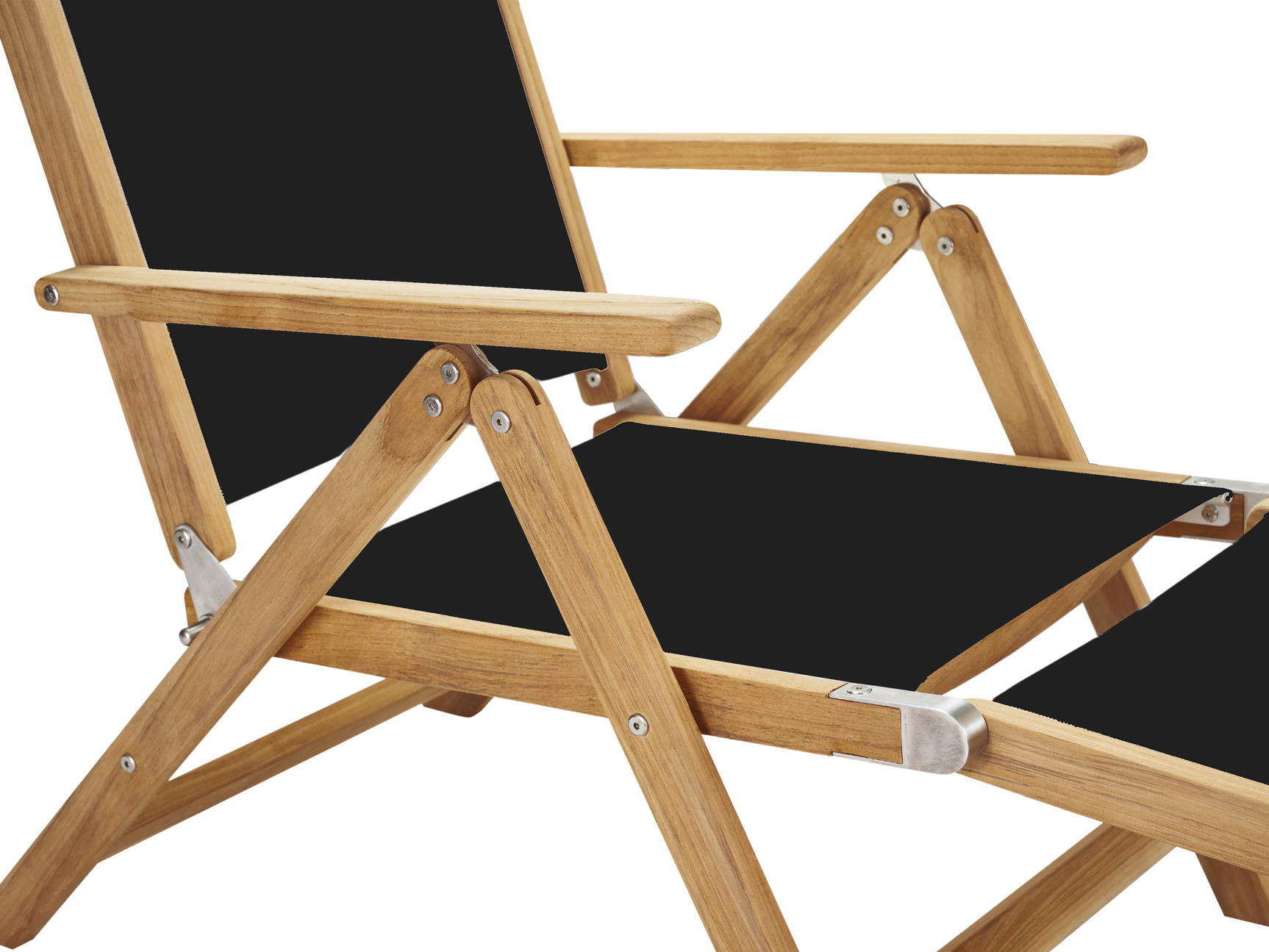 Aquitania Teak Black Outdoor Folding Lounge Deck Chair - Ornate Home