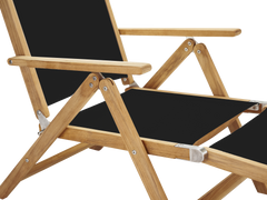 Aquitania Teak Black Outdoor Folding Lounge Deck Chair - Ornate Home