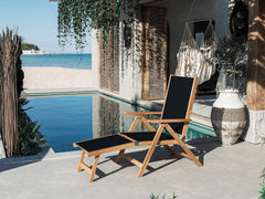 Aquitania Teak Black Outdoor Folding Lounge Deck Chair - Ornate Home