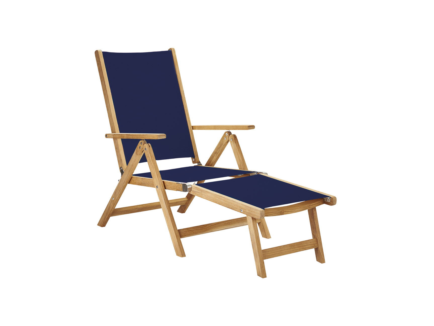 Aquitania Teak Blue Outdoor Folding Lounge Deck Chair - Ornate Home