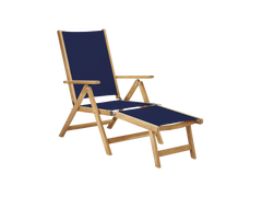 Aquitania Teak Blue Outdoor Folding Lounge Deck Chair - Ornate Home