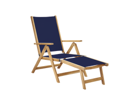 Aquitania Teak Blue Outdoor Folding Lounge Deck Chair - Ornate Home