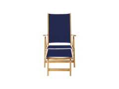 Aquitania Teak Blue Outdoor Folding Lounge Deck Chair - Ornate Home