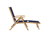 Aquitania Teak Blue Outdoor Folding Lounge Deck Chair - Ornate Home
