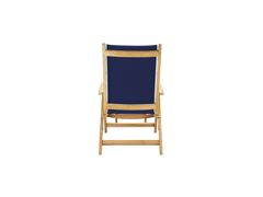 Aquitania Teak Blue Outdoor Folding Lounge Deck Chair - Ornate Home
