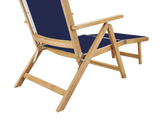 Aquitania Teak Blue Outdoor Folding Lounge Deck Chair - Ornate Home
