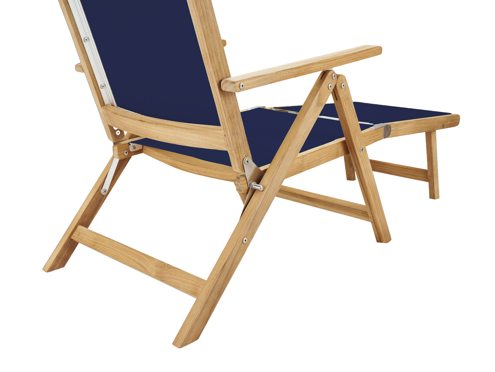 Aquitania Teak Blue Outdoor Folding Lounge Deck Chair - Ornate Home