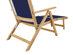Aquitania Teak Blue Outdoor Folding Lounge Deck Chair - Ornate Home
