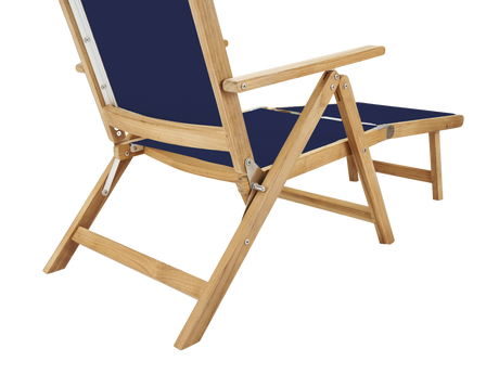 Aquitania Teak Blue Outdoor Folding Lounge Deck Chair - Ornate Home