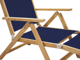 Aquitania Teak Blue Outdoor Folding Lounge Deck Chair - Ornate Home