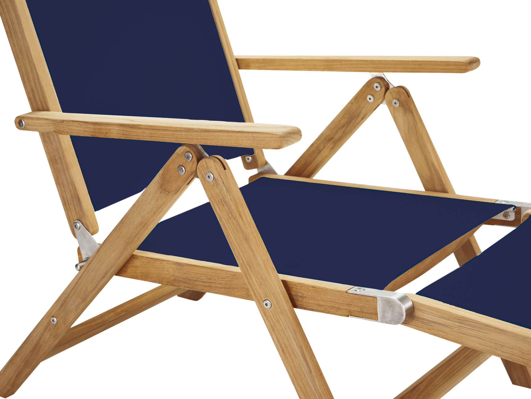 Aquitania Teak Blue Outdoor Folding Lounge Deck Chair - Ornate Home