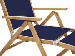Aquitania Teak Blue Outdoor Folding Lounge Deck Chair - Ornate Home